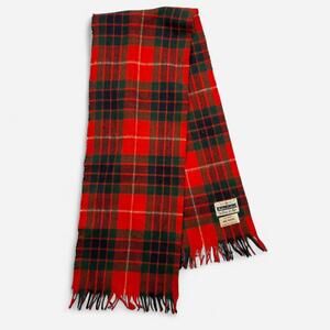 All Wool Fraser Tartan Scarf Vintage Red Plaid Made in Scotland Wool 60s/70s